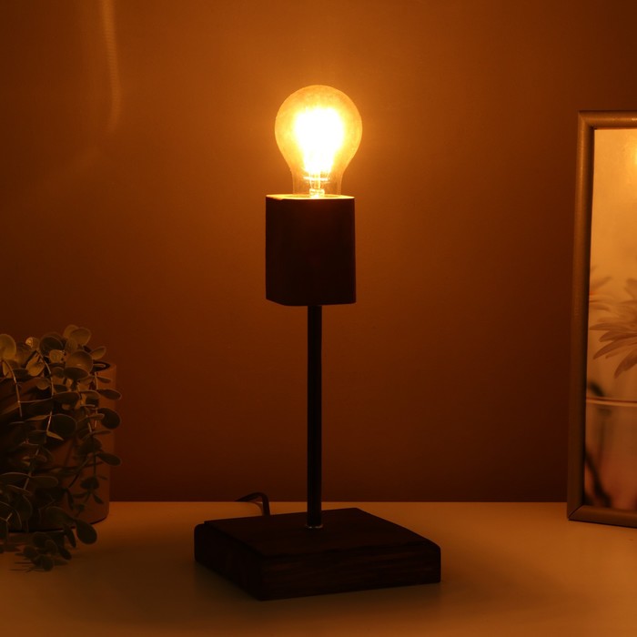 Лампа настольная Хью 1х60Вт Е27 коричневый/черный 27х14х14см RISALUX - фото 1905994865