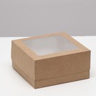 Коробка под бенто-торт, крафтовая, 16 х 16 х 8 см - фото 10778956