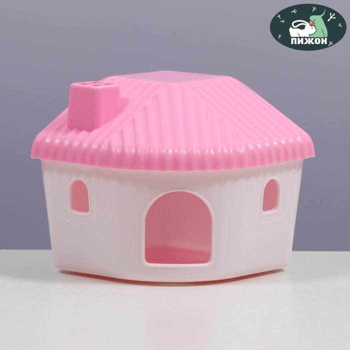 Домик для грызунов угловой, 11,4 х 10,7 х 10,7 см, розовый - Фото 1