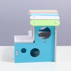 Домик для грызунов двухэтажный с лесенкой, 15,5 см, голубой - фото 21591557