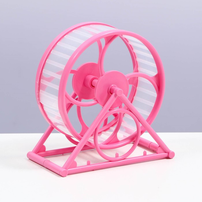 Колесо на подставке для грызунов, диаметр колеса 12,5 см, 14 х 3 х 9 см, розовое - Фото 1