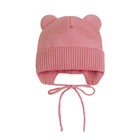 Шапочка на завязках с ушками детская Amarobaby Pure Love Bear, с подкладом, размер 38-40 см, цвет розовый 7798546 - фото 313203119