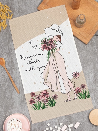 Полотенце «Доляна» Happiness 35×60 см, 100% хлопок, вафля 160 г/м²