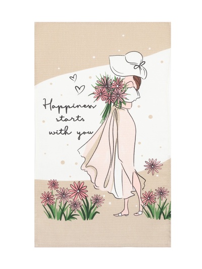 Полотенце «Доляна» Happiness 35×60 см, 100% хлопок, вафля 160 г/м²