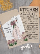 Набор кухонных полотенец Доляна Happiness, 35×60 см -2 шт., 100% хлопок, вафля 160 г/м² - Фото 1