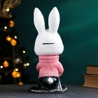 Новогодняя копилка "Заяц лыжник" белый, 27см - фото 26815297