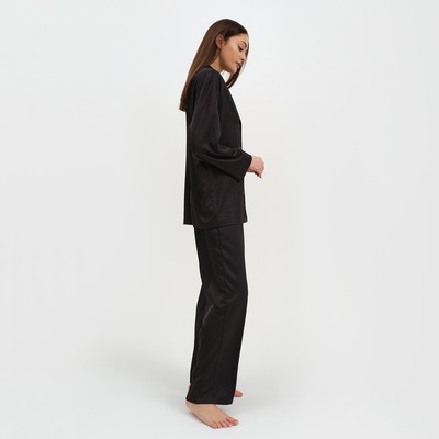 Пижама женская (рубашка, брюки) KAFTAN «Треугольники», чёрная, размер 52-54