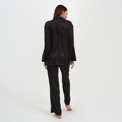 Пижама женская (рубашка, брюки) KAFTAN «Треугольники», чёрная, размер 52-54