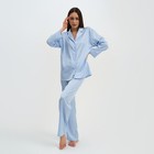 Пижама женская (рубашка и брюки) KAFTAN "Треугольники" цвет голубой, размер 40-42 - фото 2097657