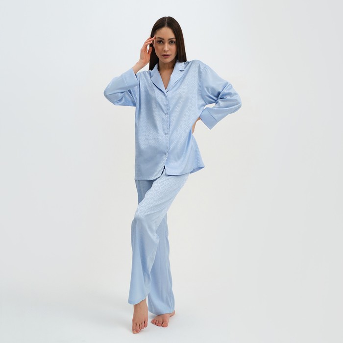 Пижама женская (рубашка и брюки) KAFTAN "Треугольники" цвет голубой, размер 40-42