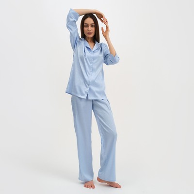 Пижама женская (рубашка, брюки) KAFTAN «Треугольники», голубая, размер 40-42