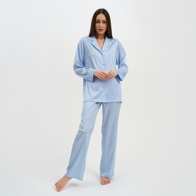 Пижама женская (рубашка, брюки) KAFTAN «Треугольники», голубая, размер 40-42