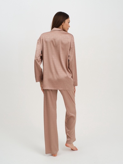 Пижама женская (рубашка, брюки) KAFTAN «Треугольники», бежевая, размер 40-42