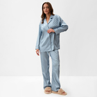 Пижама женская (рубашка и брюки) KAFTAN "Горох" цвет голубой, размер 40-42 - фото 2729815
