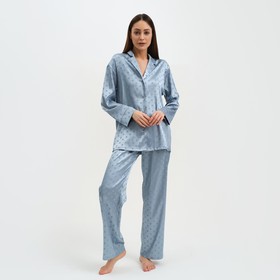 Пижама женская (рубашка и брюки) KAFTAN "Горох" цвет голубой, размер 40-42