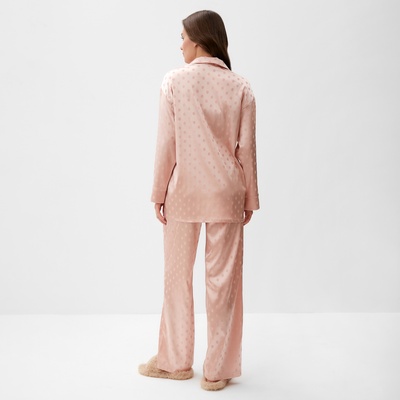 Пижама женская (рубашка, брюки) KAFTAN «Горох», розовая, размер 44-46