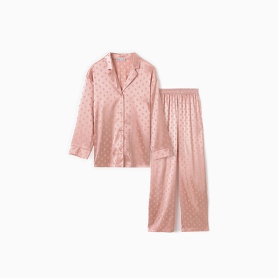 Пижама женская (рубашка, брюки) KAFTAN «Горох», розовая, размер 44-46