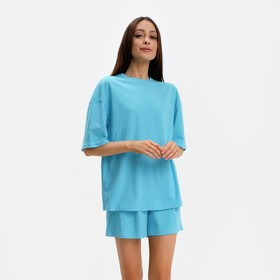 Пижама женская (футболка и шорты) KAFTAN Basic р. 48-50, голубой