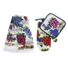 Кухонный набор Collorista "Виноград", 3 предмета: прихватка 17*17 см, варежка 17*24 см, полотенце 36*58 см ,100% хлопок - Фото 1