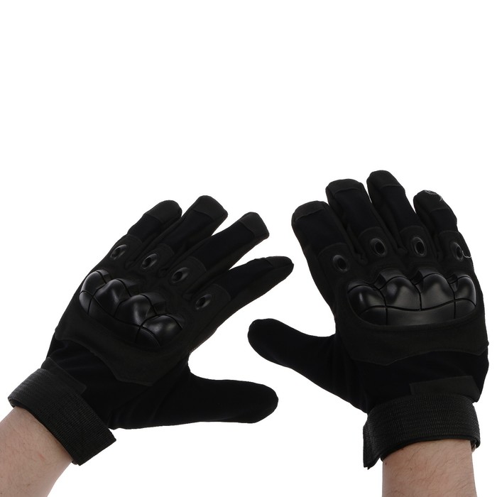 Перчатки мотоциклетные с защитными вставками, размер ХL, черный - Фото 1