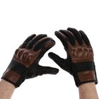 Перчатки мотоциклетные с защитными вставками, кожаные, размер М, коричневые - фото 9734282