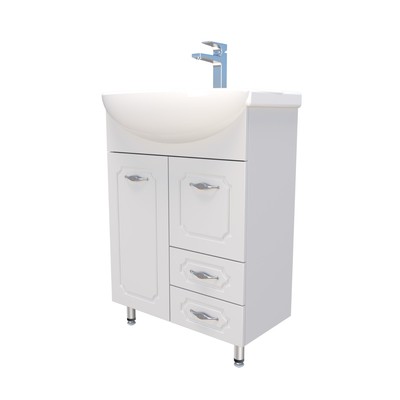 Тумба напольная «Пинта 60 – 2», с раковиной «Грация», цвет белый