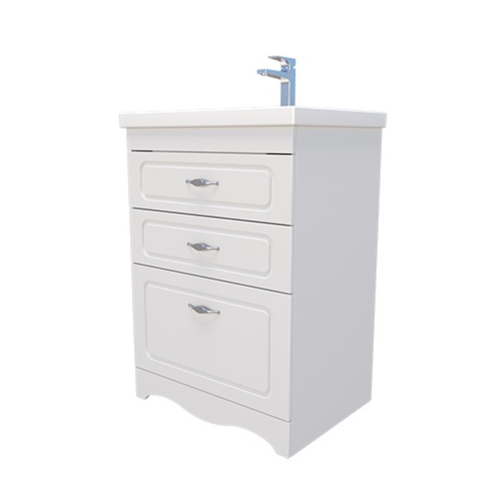Тумба напольная «Пинта 80 - 3», с раковиной «Миранда», цвет белый