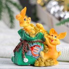 Копилка "Зайцы с мешком денег" рыжие, 10см - Фото 1