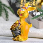 Копилка для денег «Заяц попрошайка с ведром», полистоун, рыжий, 14 см - фото 119631313