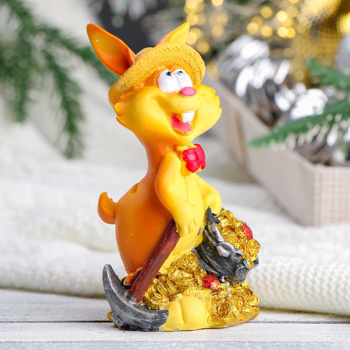 Копилка для денег «Заяц рыжий попрошайка в шляпе», 14 см - Фото 1