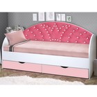 Кровать детская с мягкой спинкой «Корона №1», 800 × 1900 мм, без бортика, белый / розовый - фото 299734560