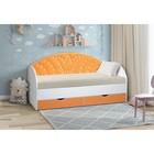 Кровать детская с мягкой спинкой «Корона №3», 800 × 1900 мм, без бортика, белый/оранжевый - фото 299734572