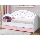 Кровать детская с мягкой спинкой «Корона №4», 800 × 1900 мм, без бортика, белый / розовый - фото 109887249