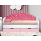 Кровать детская с мягкой спинкой «Сердце №1», 800 × 1600 мм, без бортика, белый / розовый - Фото 1