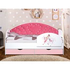 Кровать детская с мягкой спинкой «Сердце №1», 800 × 1600 мм, без бортика, белый / розовый - Фото 3