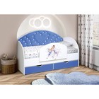 Кровать детская с мягкой спинкой «Сердце №2», 800 × 1600 мм, без бортика, белый / синий - Фото 3