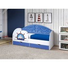 Кровать детская с мягкой спинкой «Штурвал», 800 × 1600 мм, без бортика, белый / синий - Фото 2