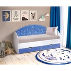 Кровать детская с мягкой спинкой «Штурвал», 800 × 1600 мм, без бортика, белый / синий - Фото 1