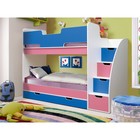 Кровать детская двухъярусная «Юниор 9», 800 × 1900 мм, цвет белый / синий / розовый - Фото 1