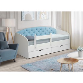 Кровать с мягким элементом «Софа №9», с бортиком, 800 × 1900 мм, белый матовый/ткань 011