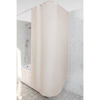 Штора Premium для ванной, с утяжелителем, 180х200 см, PLE, цвет бежевый