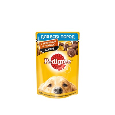 Влажный корм Pedigree для собак телячья печень, желе, пауч,  85 г