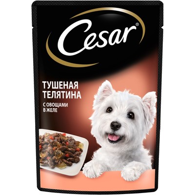 Влажный корм Cesar для собак, телятина/овощи, пауч, 85 г
