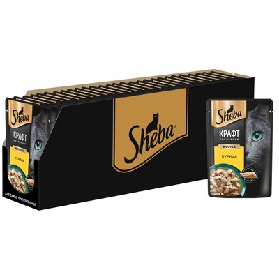 Влажный корм Sheba Craft для кошек, курица, соус, пауч, 75 г