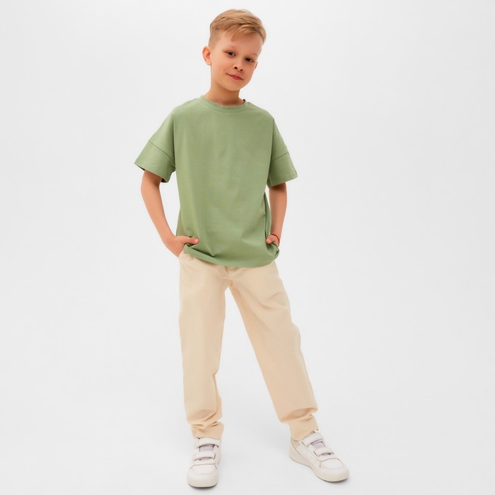 Брюки для мальчика MINAKU: Cotton collection, цвет молочный, рост 140 см
