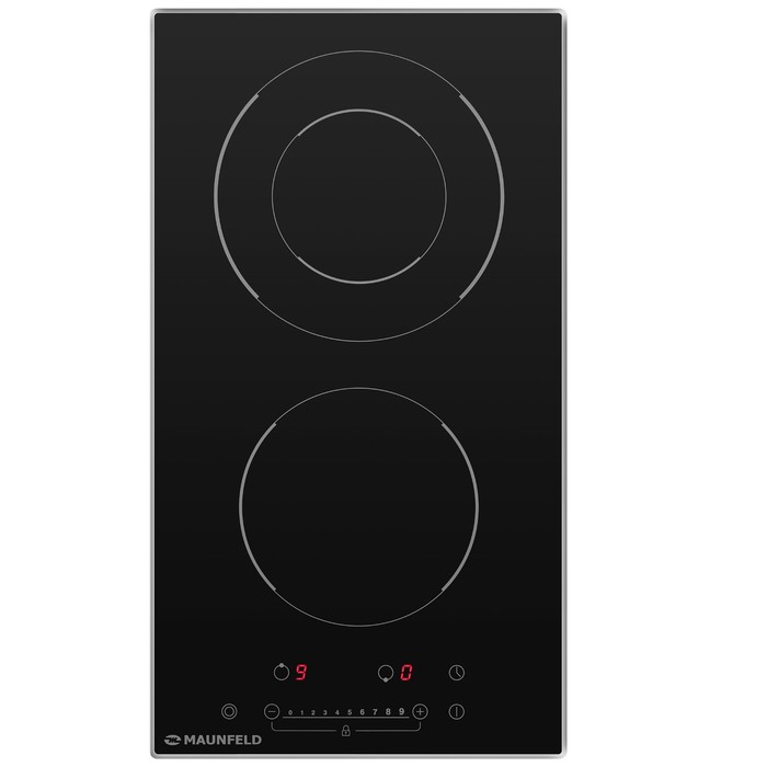 Варочная поверхность MAUNFELD EVSE292FDBK, электрическая, 2 конфорки, сенсор, чёрная - Фото 1