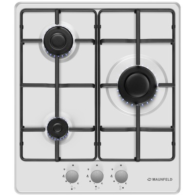 Варочная поверхность MAUNFELD EGHE.43.3STS-EW, газовая, 3 конфорки, белая