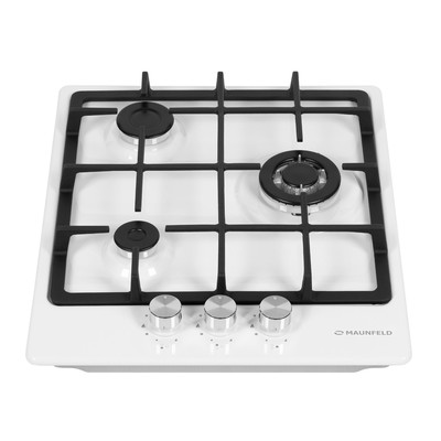 Варочная поверхность MAUNFELD EGHE.43.33CW/G, газовая, 3 конфорки, белая