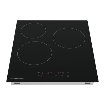 Варочная поверхность HOMSair HVY43BK, электрическая, 3 конфорки, чёрная