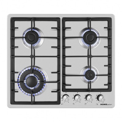 Варочная поверхность HOMSair HGS646S, газовая, 4 конфорки, серебристая